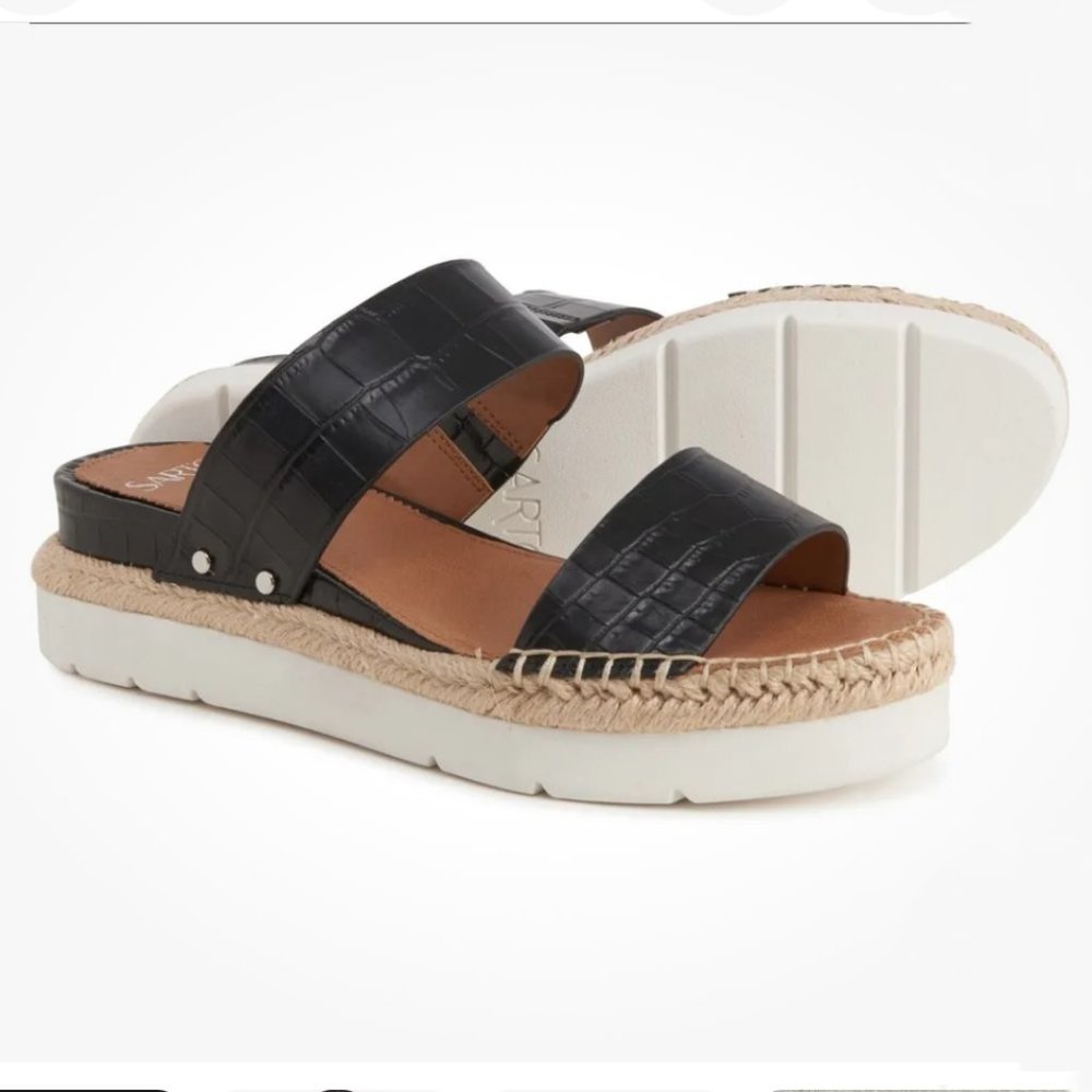 Franco Sarto Leather Cappy Slide Sandal Shoes Sz 9.5 -10